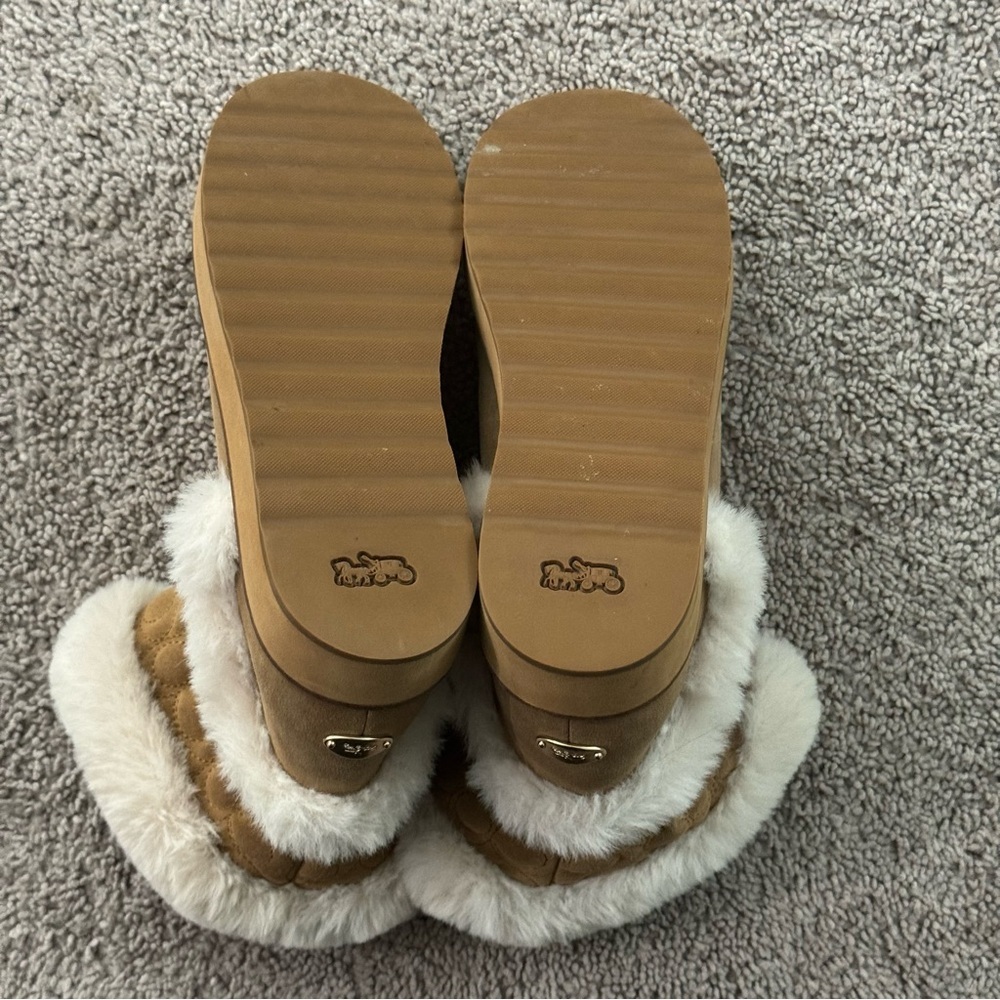 COACH IZZIE Boots Size‎ 9 Signature Midcalf Suede Faux Fur FG4597 - Picture 5 of 15